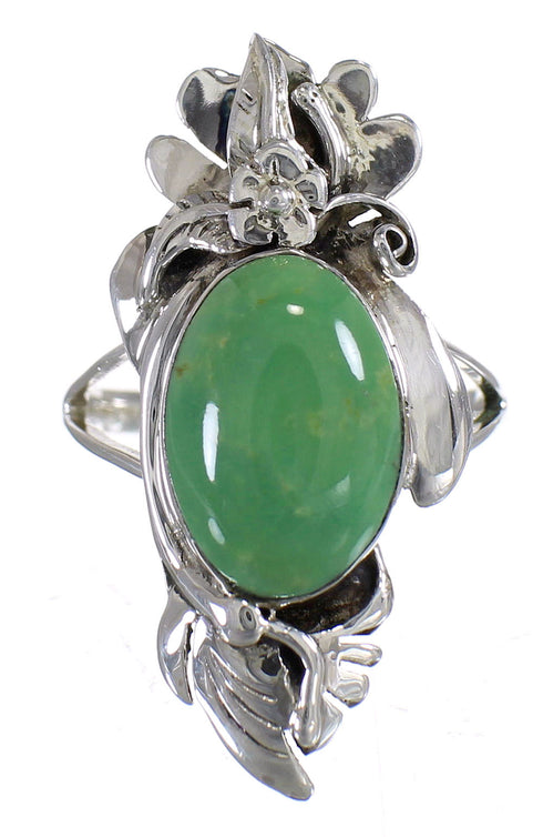 Sterling Silver And Turquoise Jewelry Flower Ring Size 6-1/2 YX73759